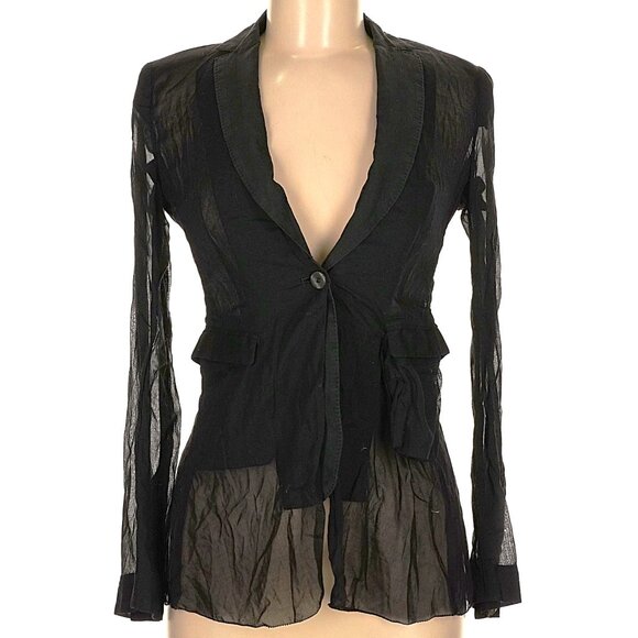 Miharayasuhiro Jackets & Blazers - Mihara Yasuhiro Sheer Blazer Cotton Silk Black Vintage Medium Made in Japan M